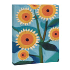 Sunflower Study in Sunny Yellow and Burnt Orange Canvas Print Gallery Image 6