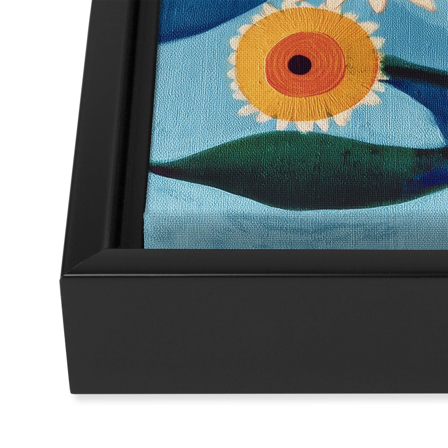 Sunflower Study in Sunny Yellow and Burnt Orange Framed Canvas Print Gallery Image 3