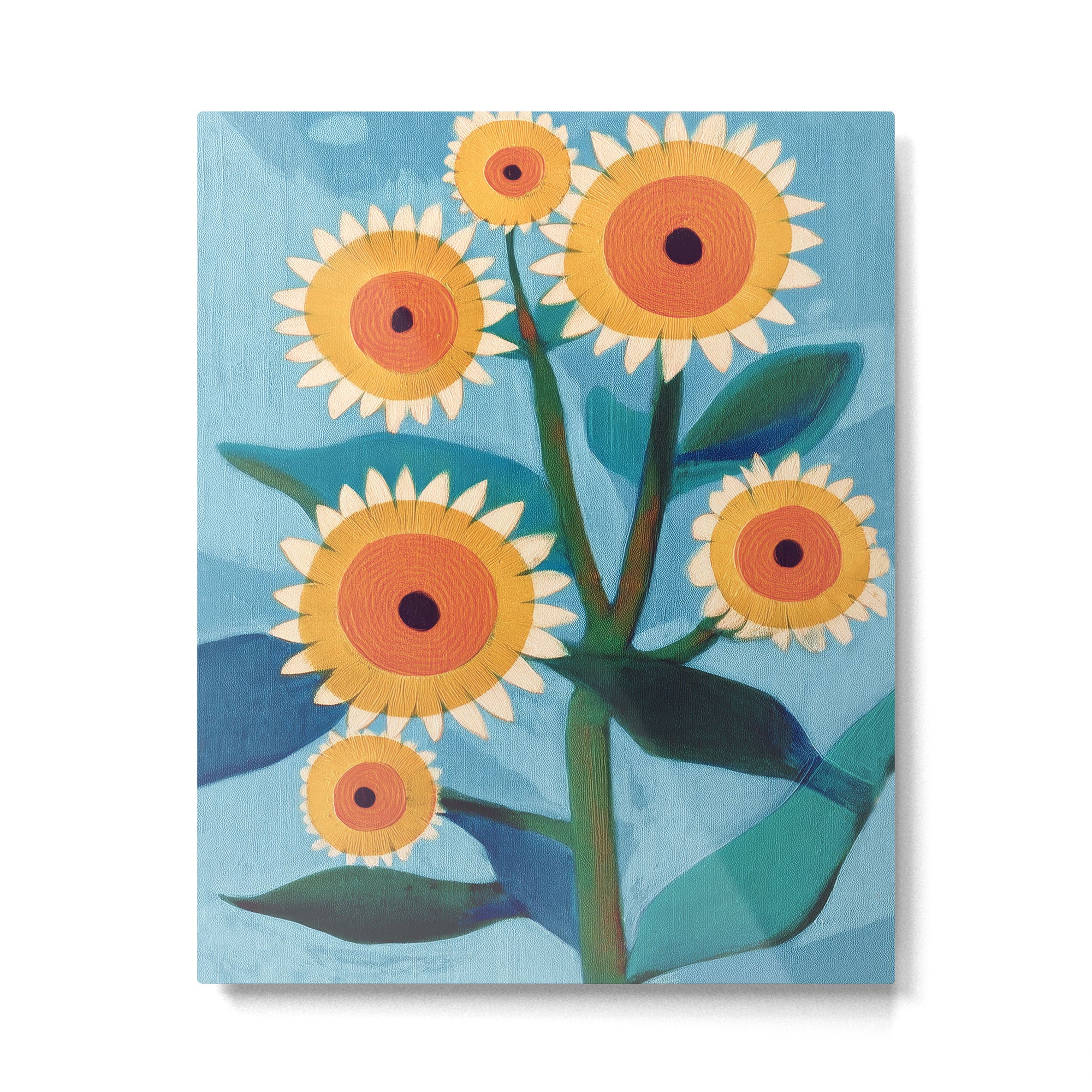 Sunflower Study in Sunny Yellow and Burnt Orange Metal Print Gallery Image 4