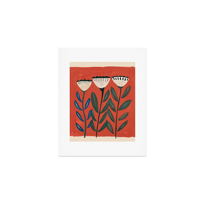 Terracotta Folk Blooms Art Print Gallery Image 1