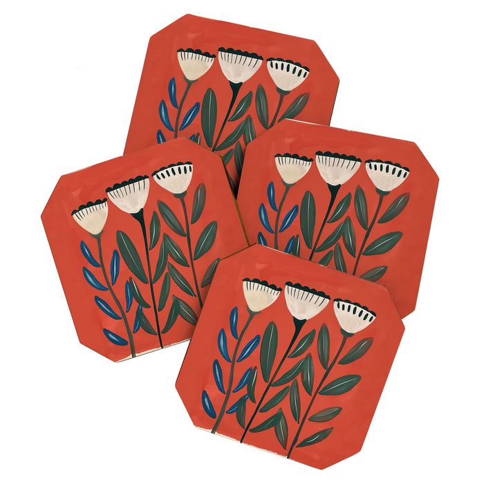 Terracotta Folk Blooms Coaster Gallery Image 1