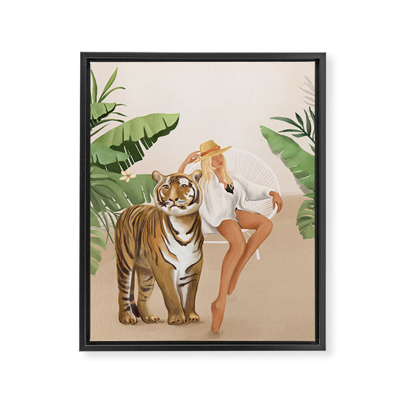 The Lady and the Tiger Framed Canvas Print Gallery Image 6