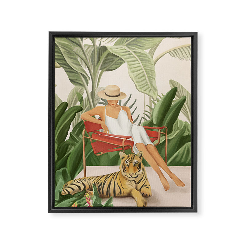 The Lady and the Tiger II Framed Canvas Print Gallery Image 6