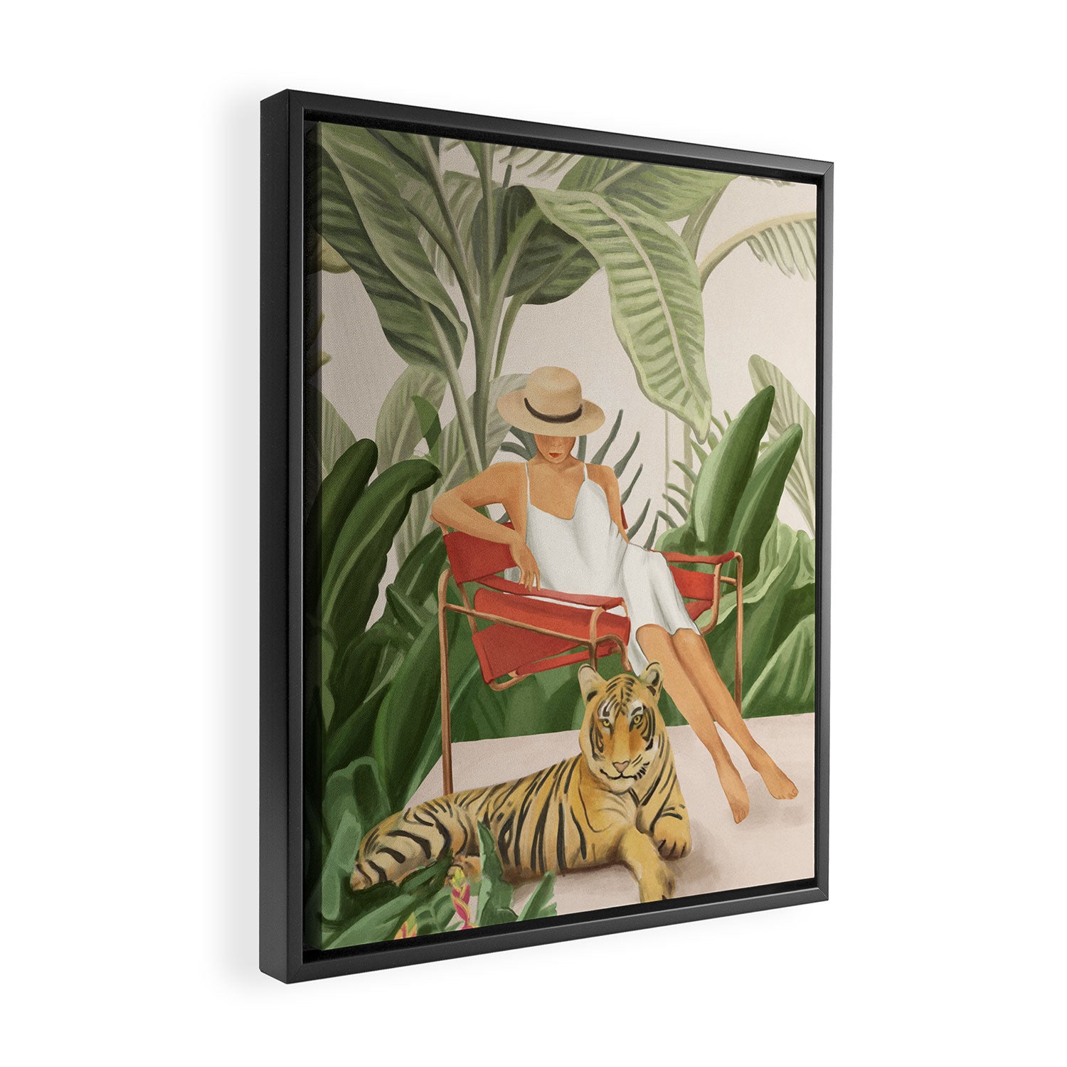 The Lady and the Tiger II Framed Canvas Print Gallery Image 2