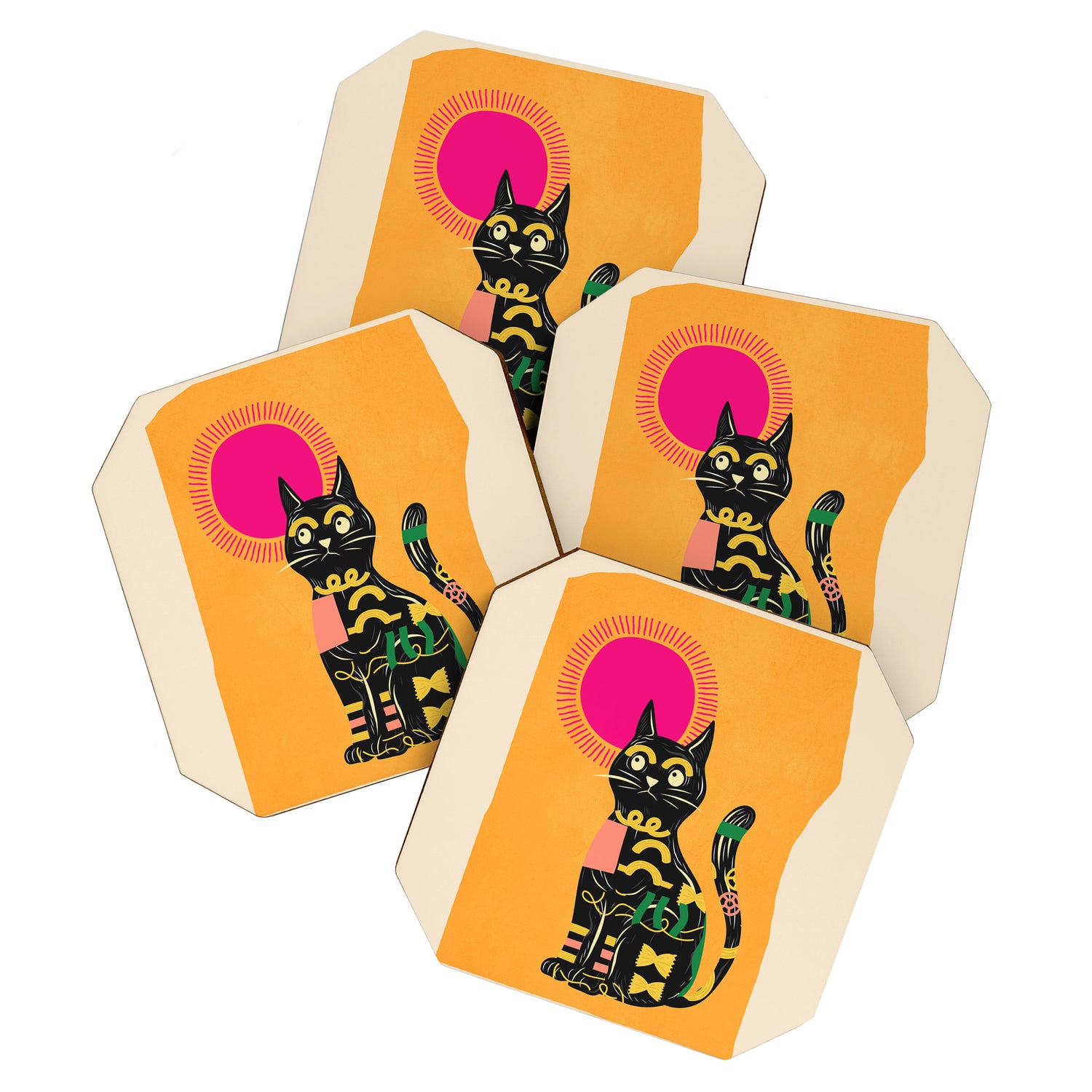 Very Happy Abstract Cat 4 Coaster Gallery Image 1