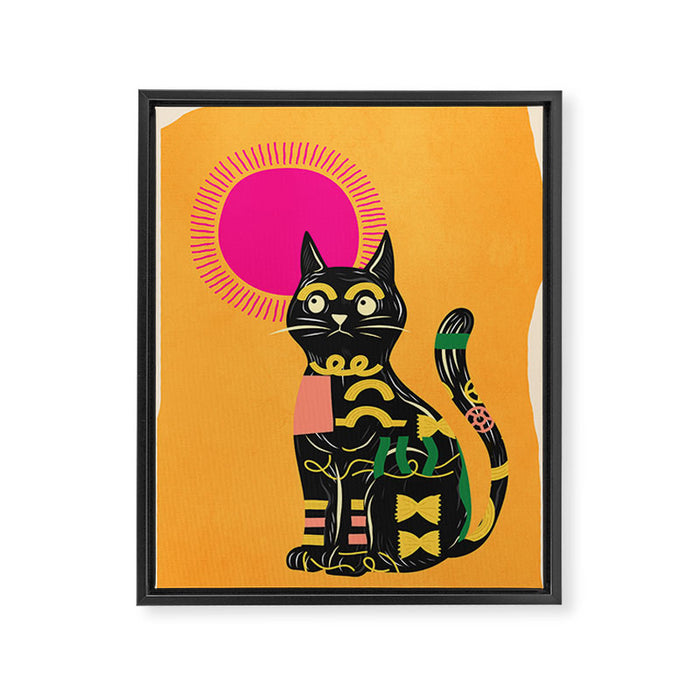 Very Happy Abstract Cat 4 Framed Canvas Print Gallery Image 1
