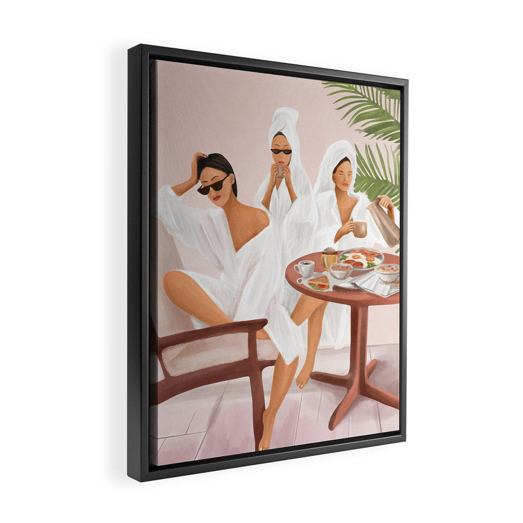 Weekend morning with friends Framed Canvas Print Gallery Image 2