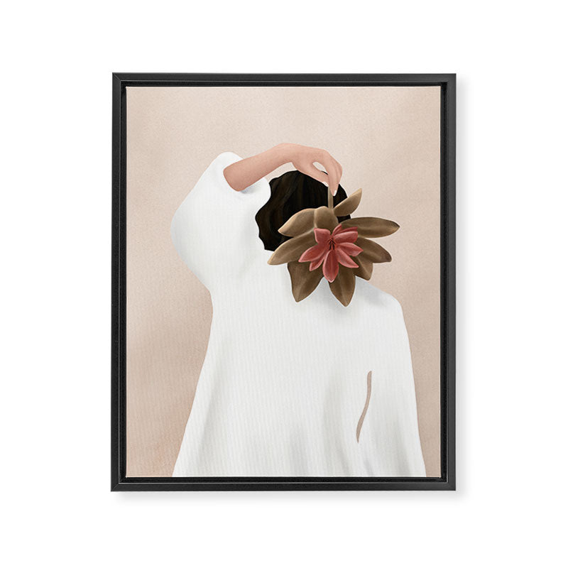 With a Flower Framed Canvas Print Gallery Image 6