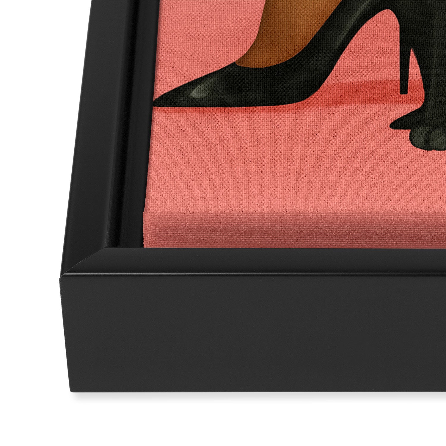 Woman in Heels with Black Cat Framed Canvas Print Gallery Image 3