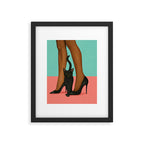 Woman in Heels with Black Cat Framed Art Print Gallery Image 5