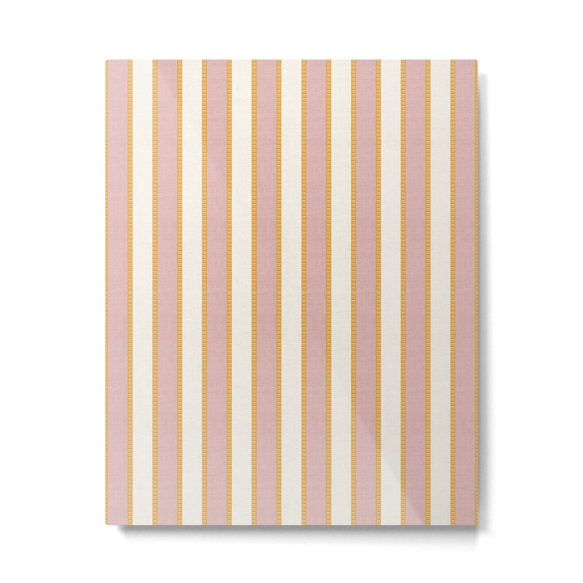 Pastel Pink And Gold Braid Cabana Stripes On Off-White Cream Vintage Aesthetic Metal Print Gallery Image 6