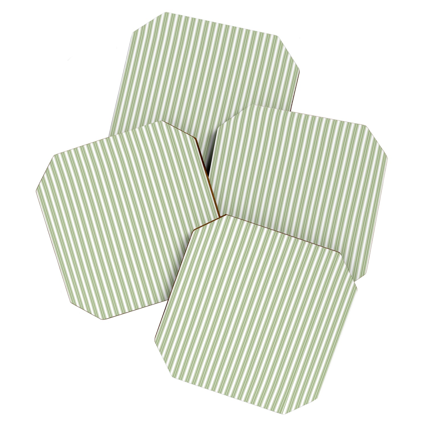 Vintage Cabana Stripe Pastel Sage Mint Green Retro Boho Coastal Beach Vibe Coaster Gallery Image 1