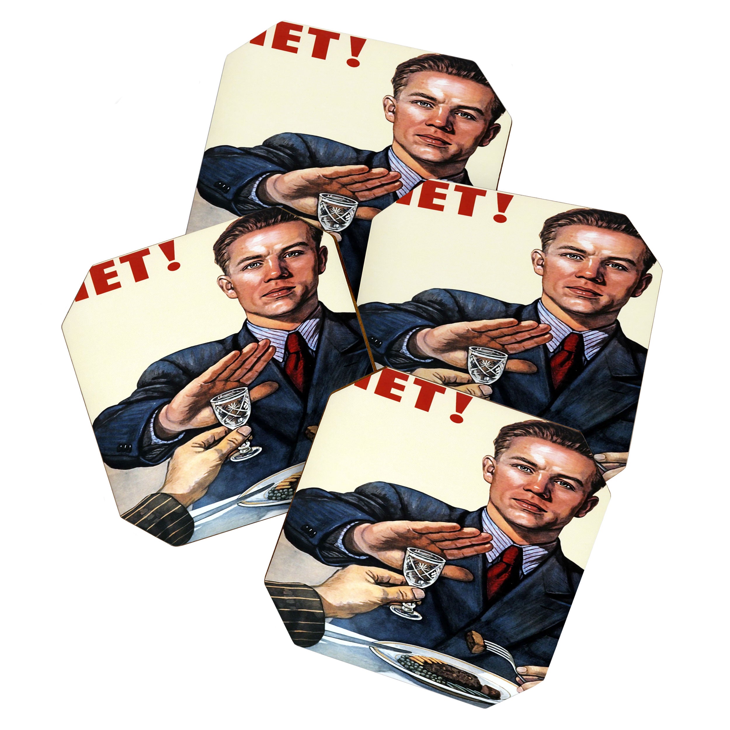 Anti Alcohol Vintage Soviet - HET - Soviet Anti Alcohol Propaganda - 1954-Het No To Alcohol Soviet Union Propaganda Coaster Gallery Image 1