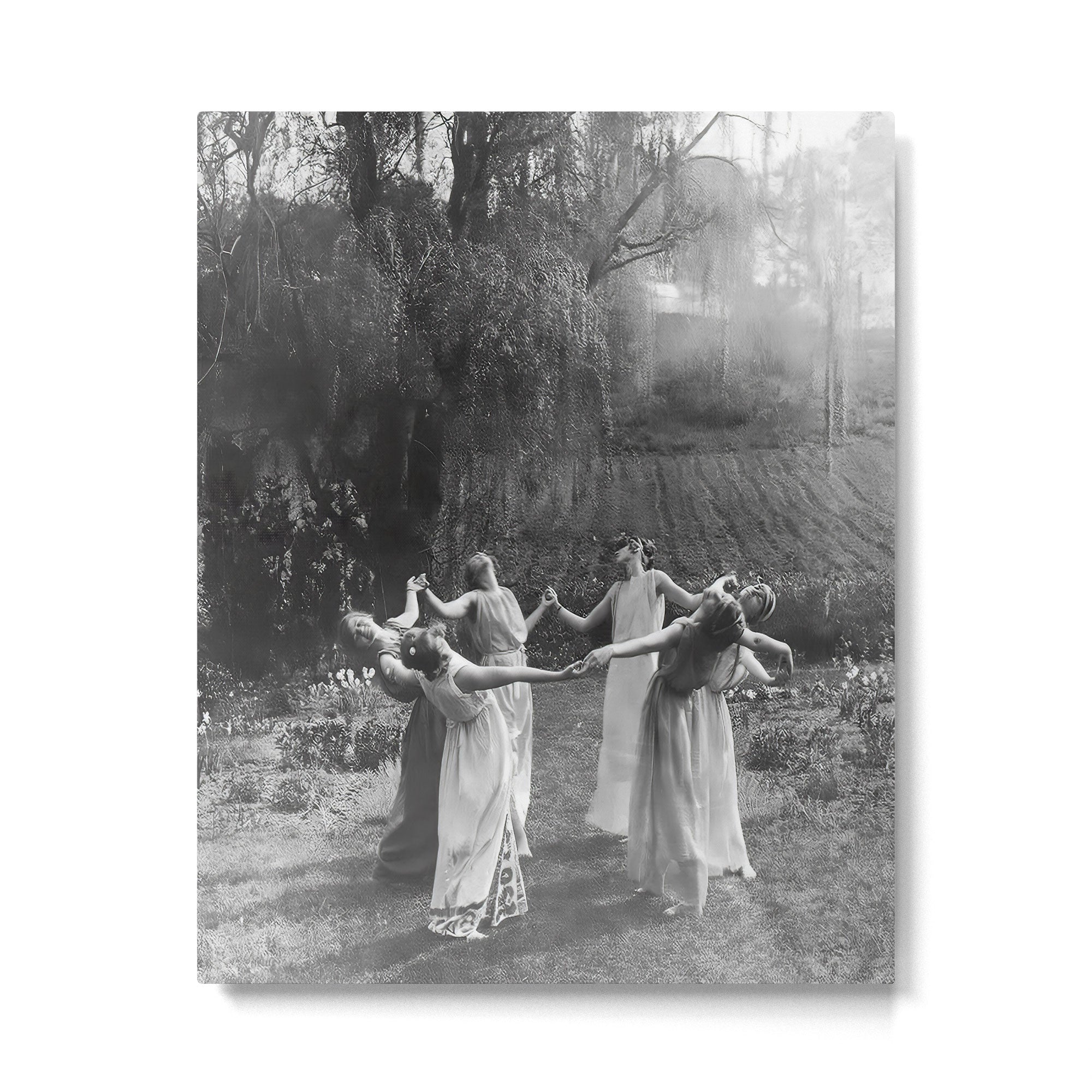 Circle Of Witches vintage Women Dancing -Circle Of Witches Vintage Women Dancing Black And White Metal Print Gallery Image 6
