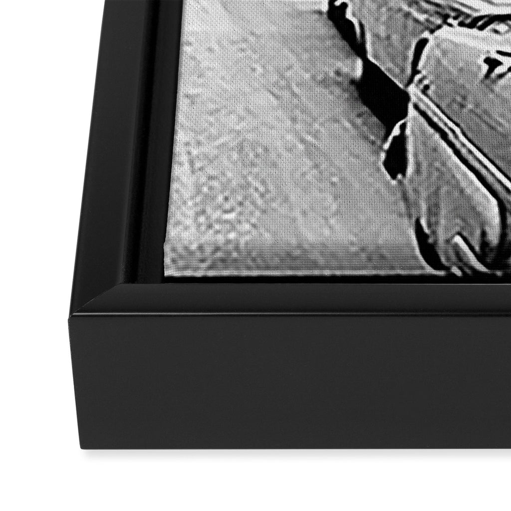  llama in times square print - a llama in times square-Llama Riding in Taxi, Black and White Vintage Framed Canvas Print Gallery Image 3