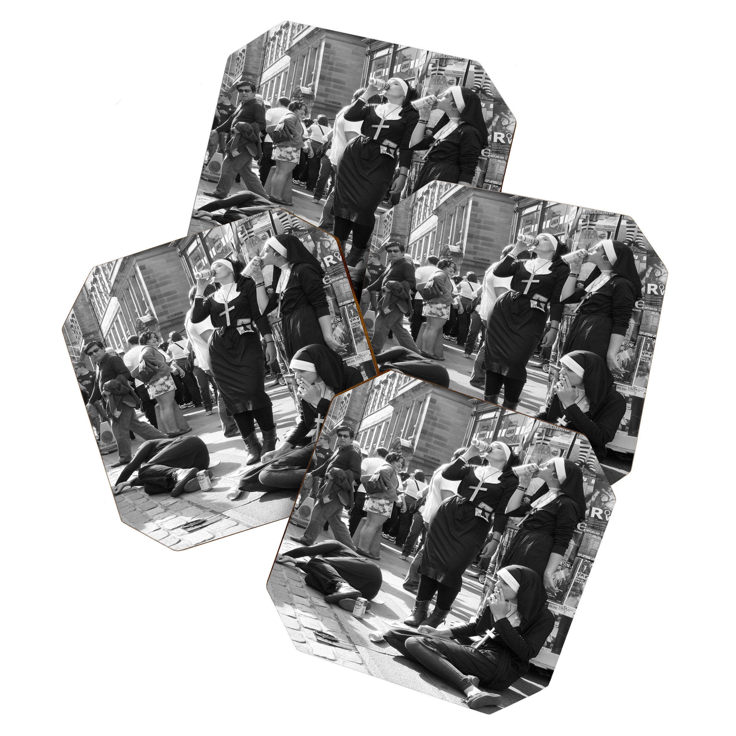 Nuns Photography Rebellious Nuns Drinking and Smoking Poster | Smoking Nuns Vintage Photo -Smoking Coaster Gallery Image 1