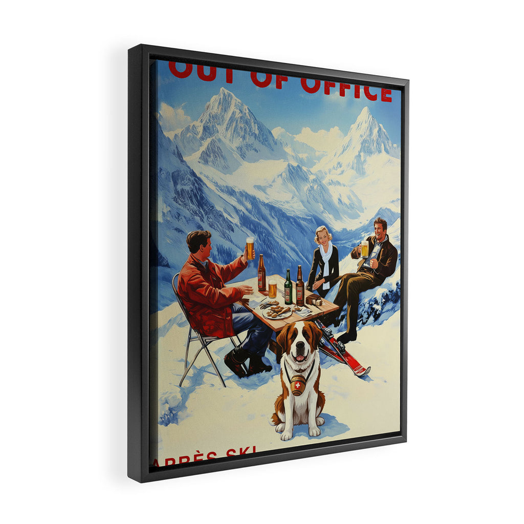 Retro Vintage Apres Ski Mountain Framed Canvas Print Gallery Image 2