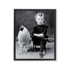 Smoking Boy with Chicken black and white photograph - photography - photographs Framed Canvas Print Gallery Image 6