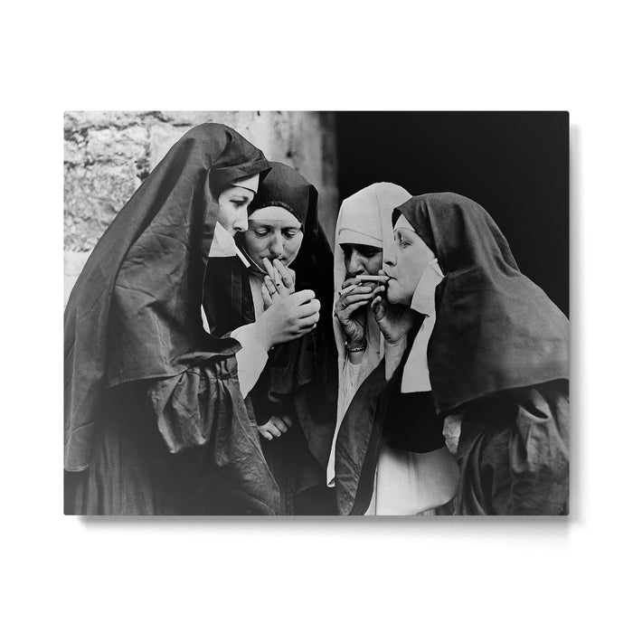 Smoking Nuns Vintage Photo -Smoking Nuns Metal Print Gallery Image 1
