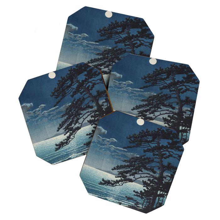Spring Moon At Ninomiya Beach by Hasui Kawase å·ç¬ å·´æ°´ Coaster Gallery Image 1