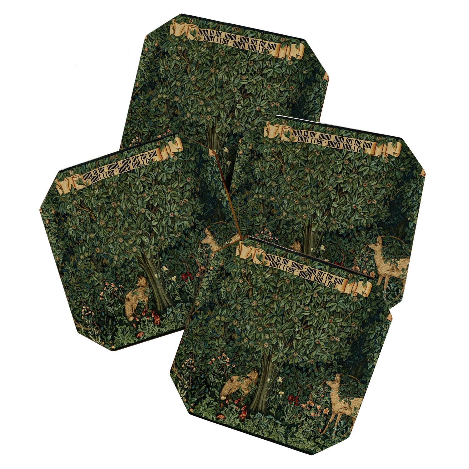 William Morris Forest Rabbits and Foxglove Greenery  Coaster Gallery Image 1