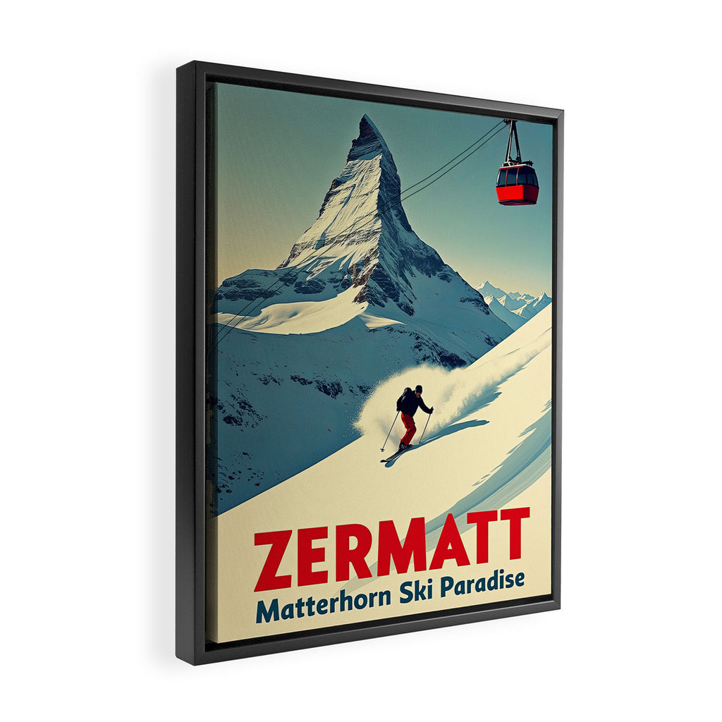 Zermatt Valais Switzerland Ski  Framed Canvas Print Gallery Image 2