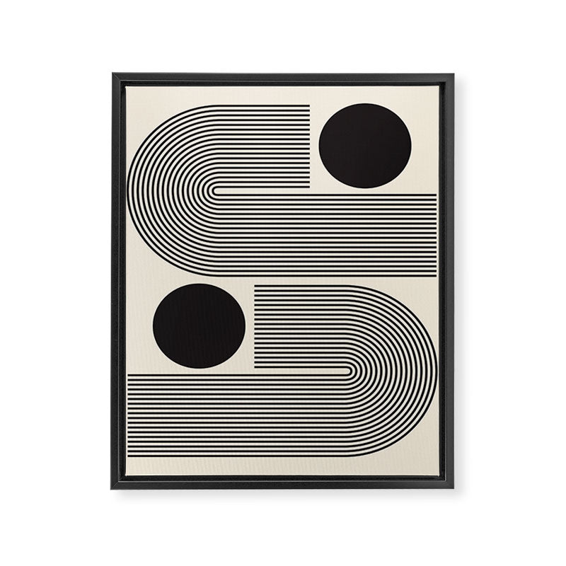 Abstraction_BLACK_LINE_DOT_POP_ART_Minimalism_004D Framed Canvas Print Gallery Image 8