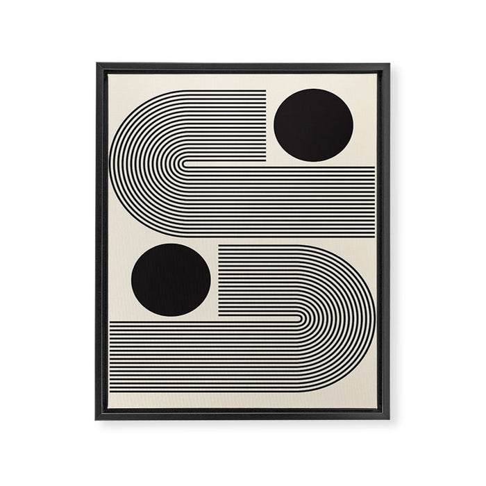Abstraction_BLACK_LINE_DOT_POP_ART_Minimalism_004D Framed Canvas Print Gallery Image 1