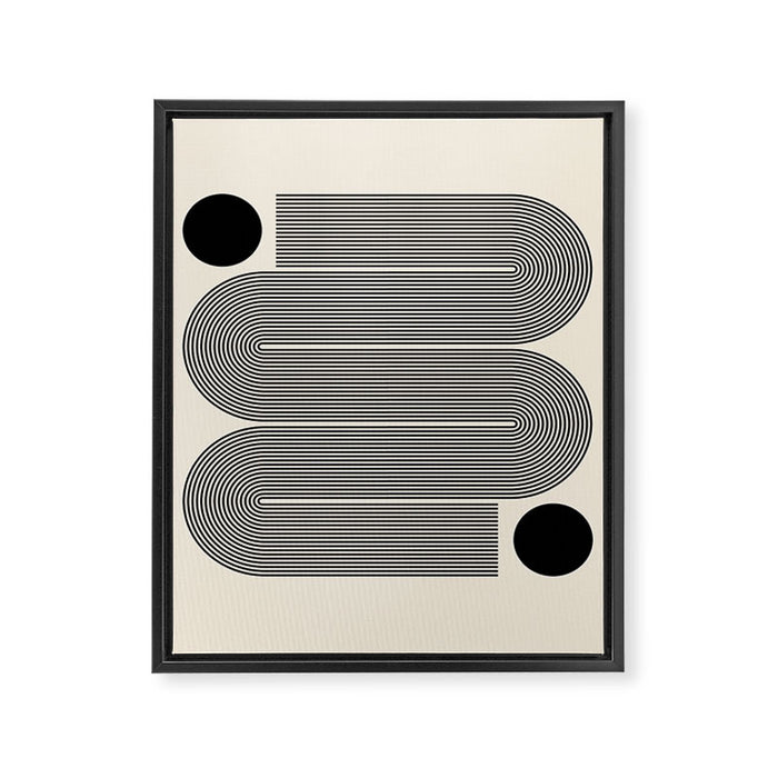 Abstraction_LINE_BLACK_DOT_VISUAL_ART_Minimlism_001A Framed Canvas Print Gallery Image 1