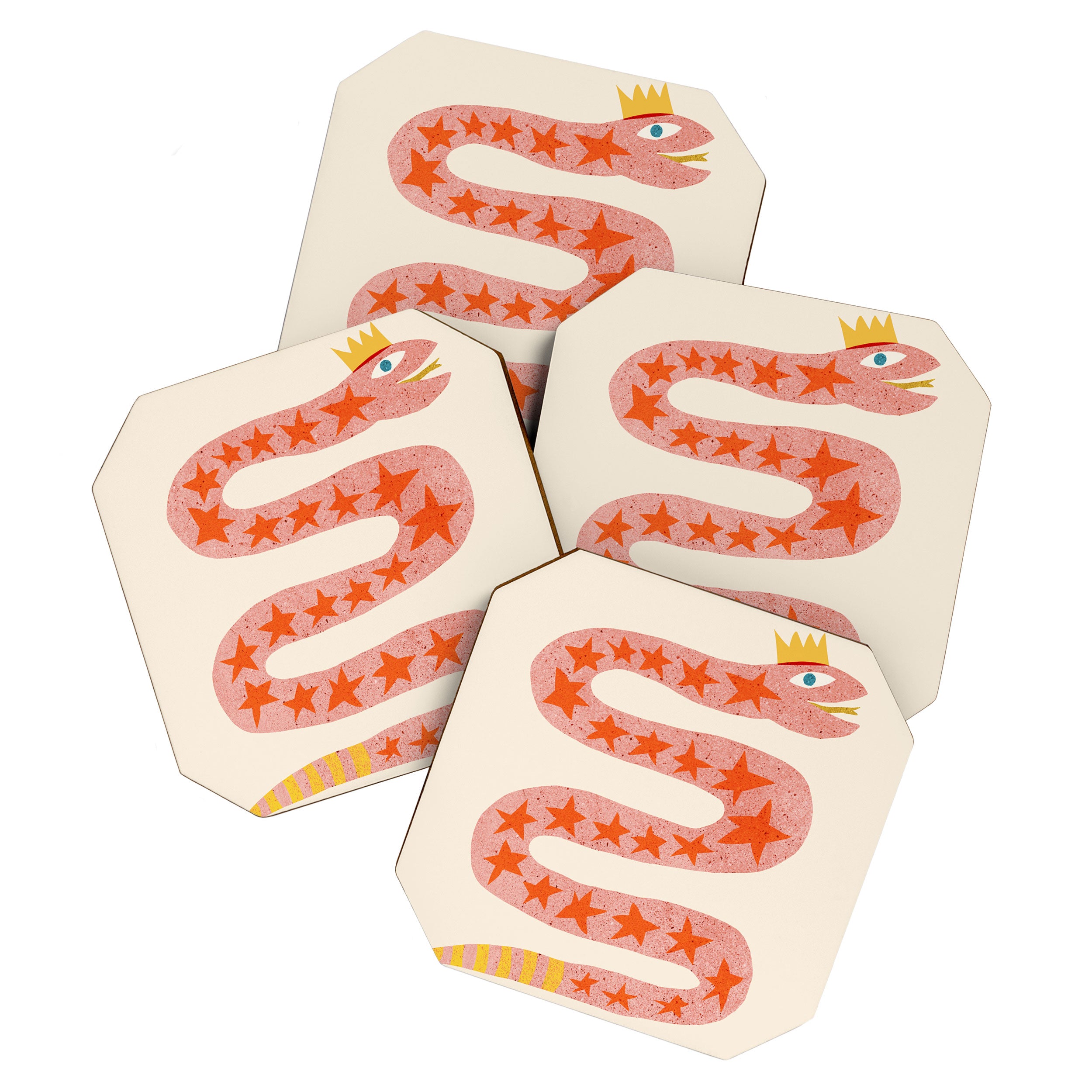 Abstraction_LITTLE_KING_COBRA_SNAKE_CUTE_ADORABLE_POP_ART_0916A Coaster Gallery Image 1