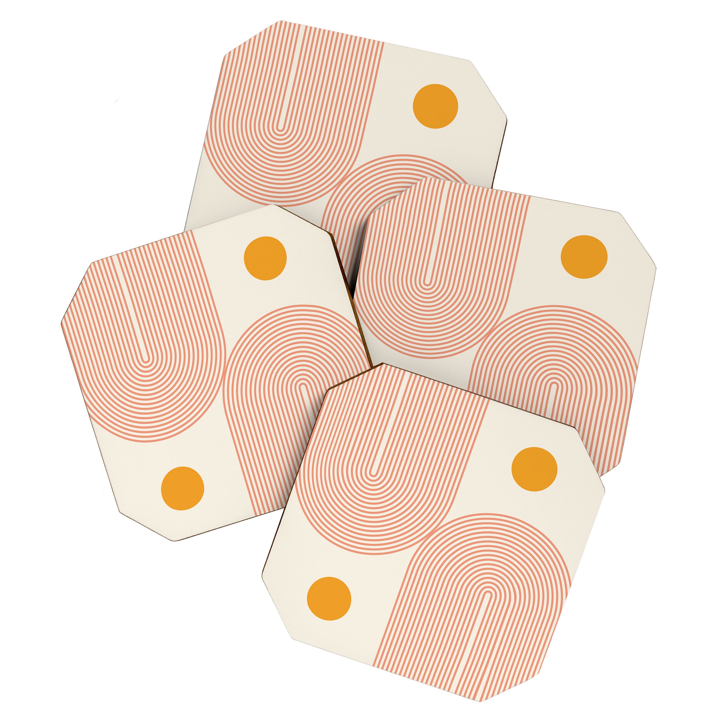 Abstraction_SUN_DOUBLE_LINE_POP_ART_Minimalism_001C Coaster Gallery Image 1