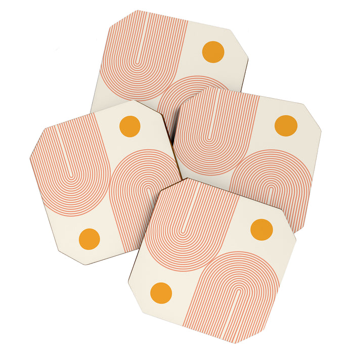 Abstraction_SUN_DOUBLE_LINE_POP_ART_Minimalism_001C Coaster Gallery Image 1