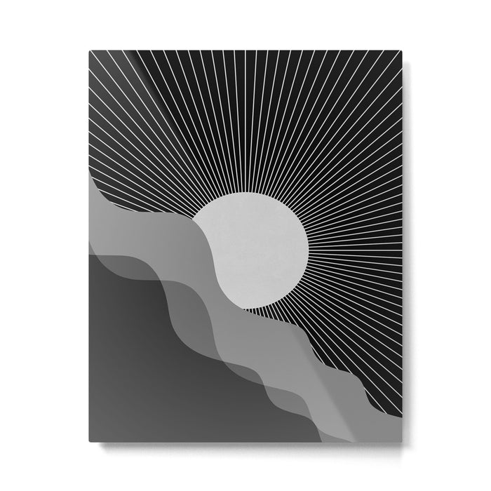 Abstraction_SUNRISE_SUNSET_BLACK_WHITE_MONO_POP_ART_0622A Metal Print Gallery Image 1