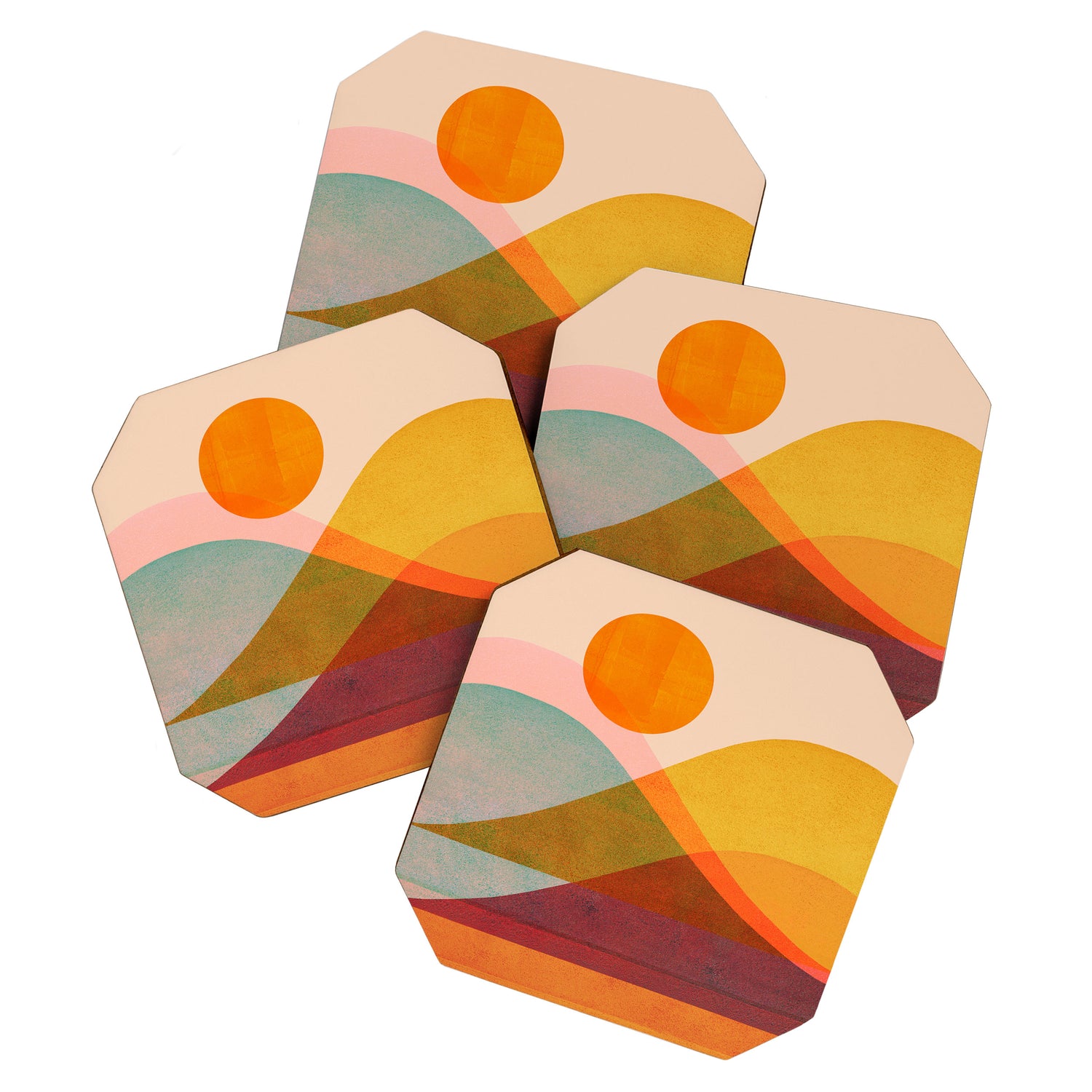 Abstraction_SUNSET_LANDSCAPE_POP_ART_Minimalism_018X Coaster Gallery Image 1