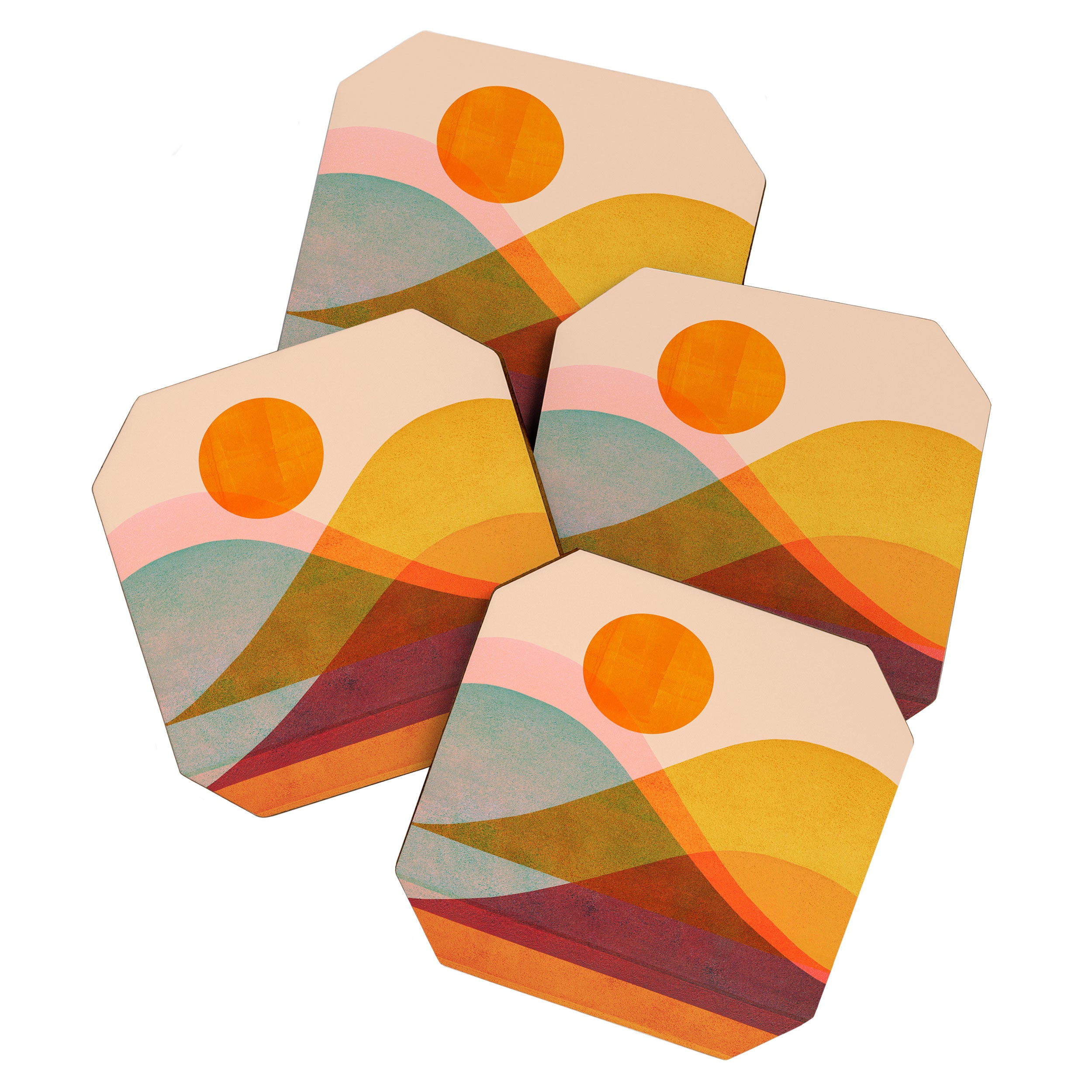 Abstraction_SUNSET_LANDSCAPE_POP_ART_Minimalism_018X Coaster Gallery Image 1