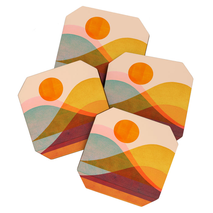 Abstraction_SUNSET_LANDSCAPE_POP_ART_Minimalism_018X Coaster Gallery Image 1