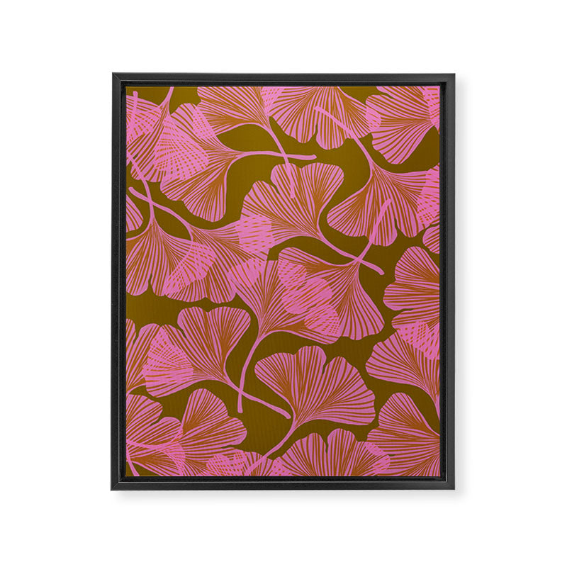 Pink Ginkgo Leaf Pattern Framed Canvas Print Gallery Image 8