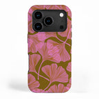 Pink Ginkgo Leaf Pattern iPhone Case Gallery Image 1