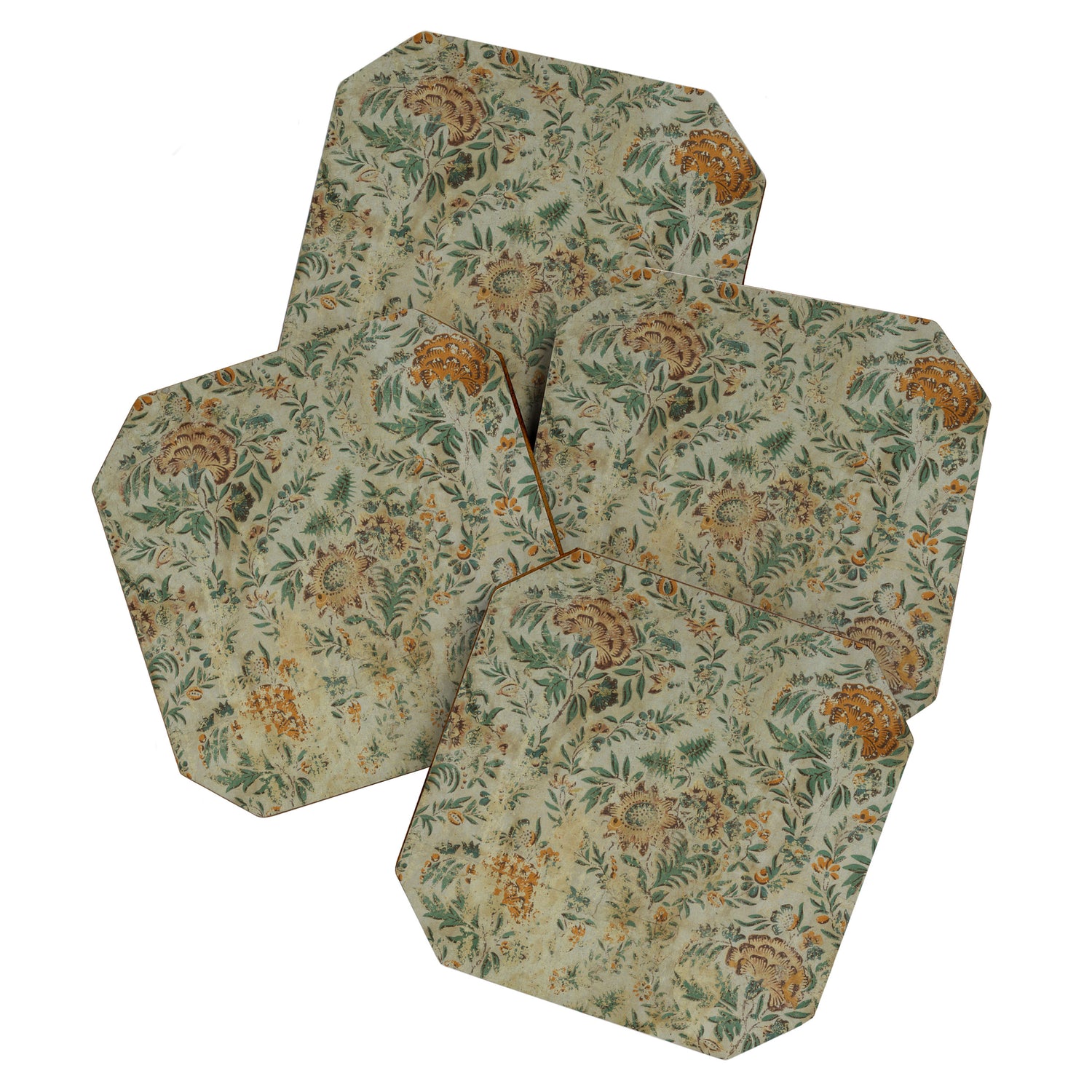 Distressed Antique Floral Chintz Pattern Coaster Gallery Image 1