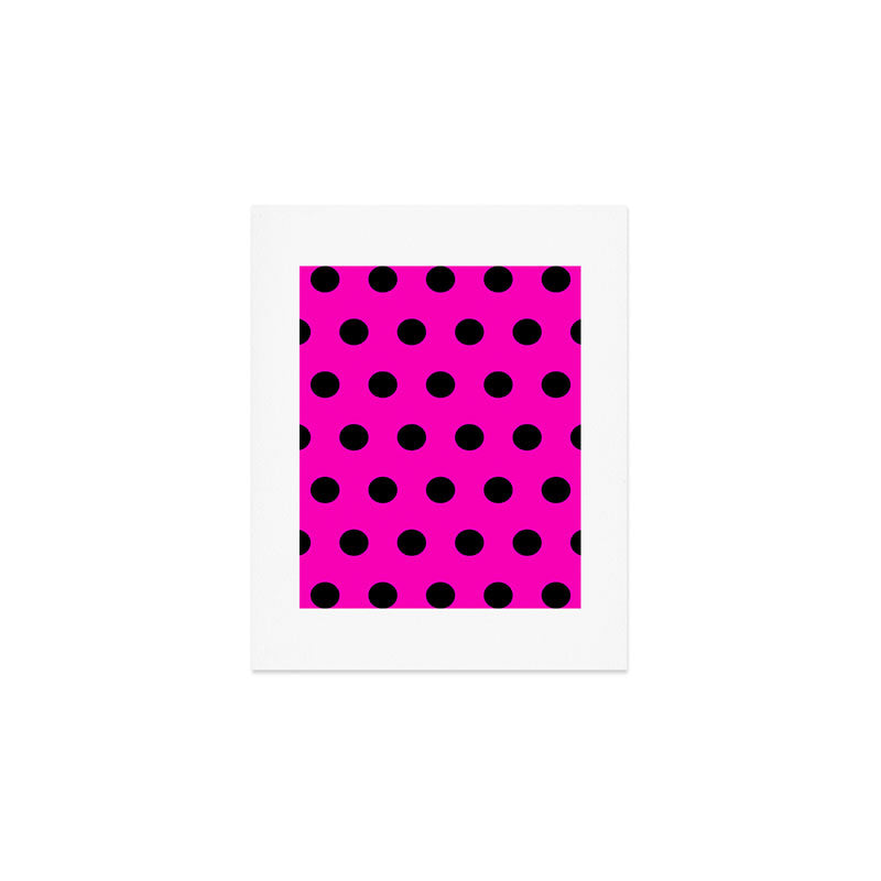 Hot Pink and Black Polka Dots Art Print Gallery Image 1