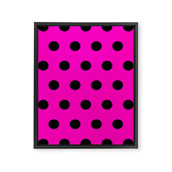Hot Pink and Black Polka Dots Framed Canvas Print Gallery Image 1