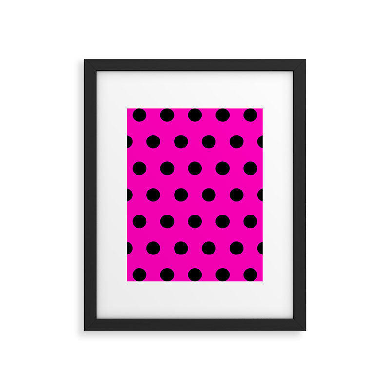 Hot Pink and Black Polka Dots Framed Art Print Gallery Image 6