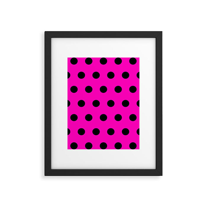 Hot Pink and Black Polka Dots Framed Art Print Gallery Image 1