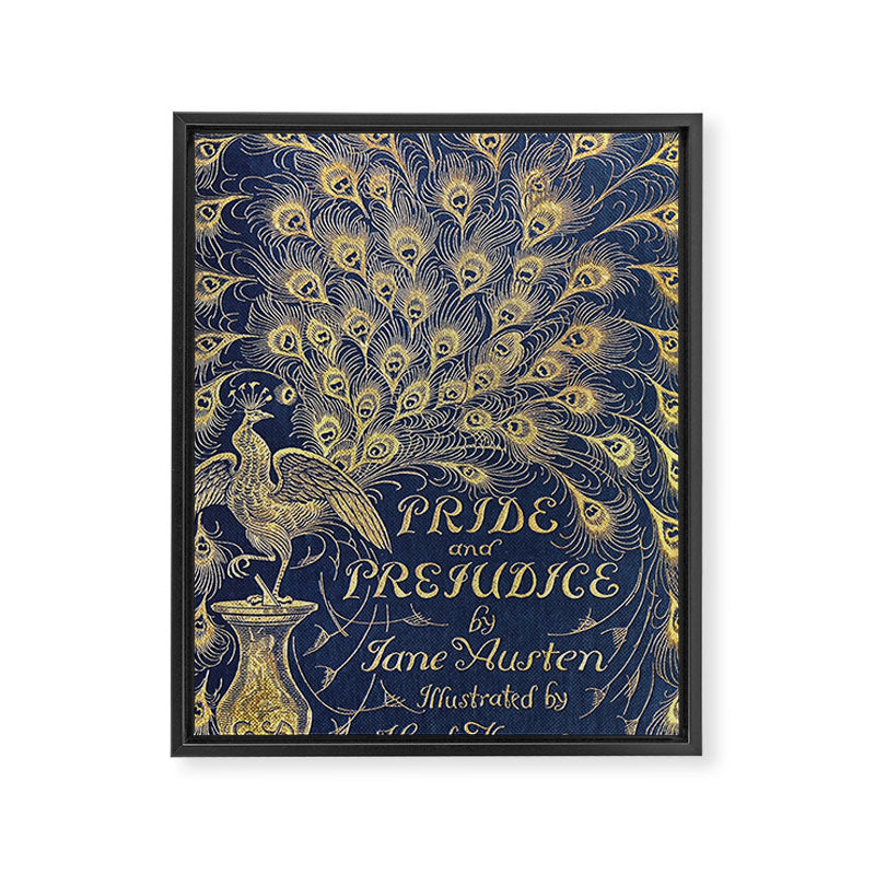 Pride and Prejudice by Jane Austen Vintage Peacock Book Cover Framed Canvas Print Gallery Image 8