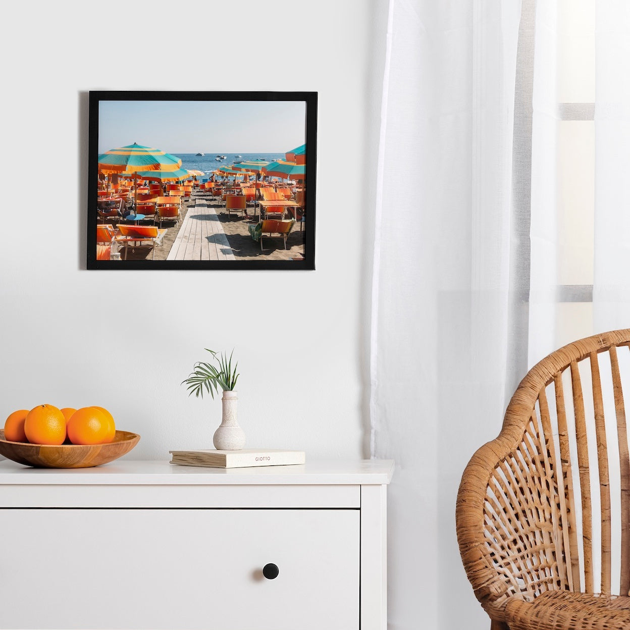 Beach Umbrellas In Positano Framed Poster 12x16