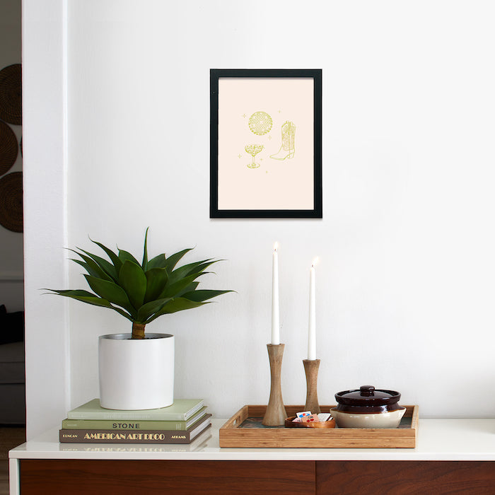 Disco Cowgirl Green Framed Poster