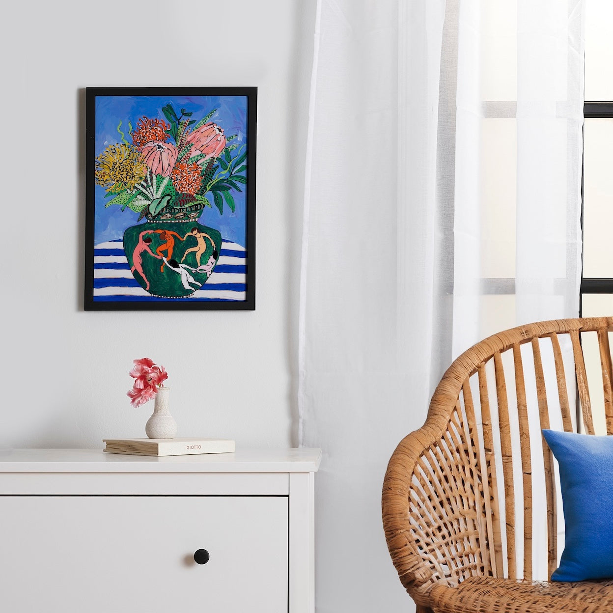 Floral Bouquet In Matisse Dance Vase Framed Poster