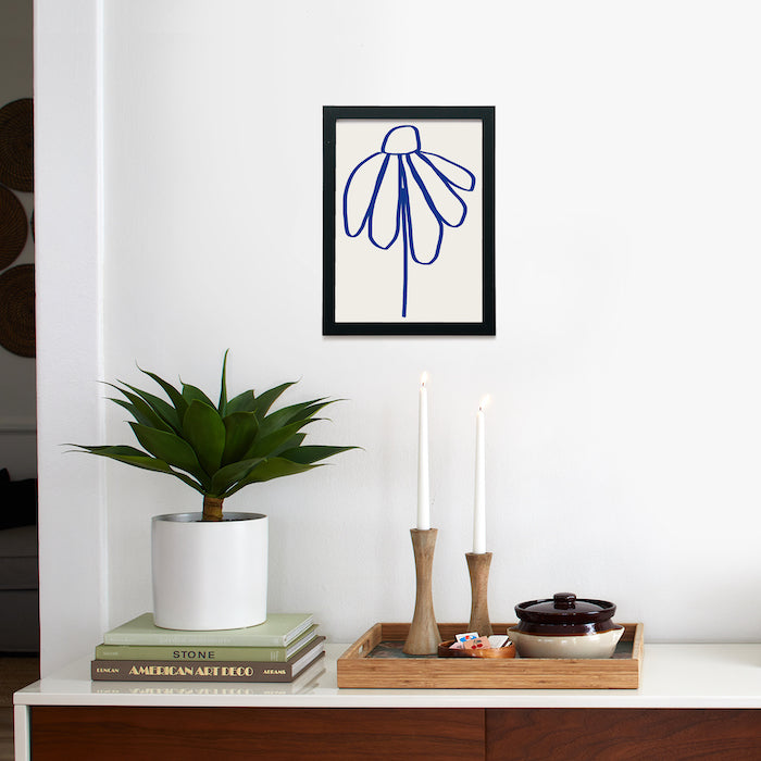 Minimal Flora 1 Dark Blue Framed Poster