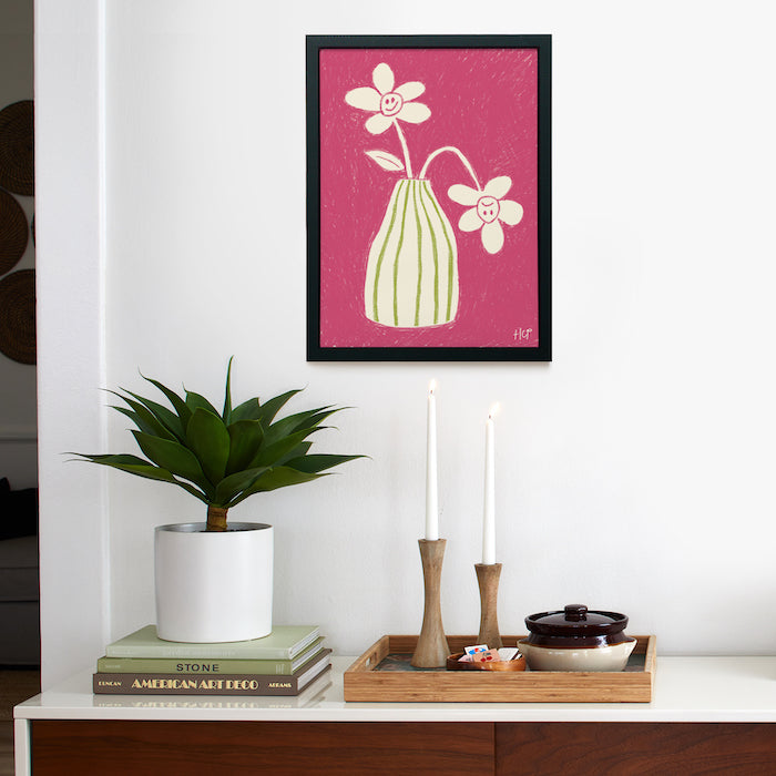 Mixed Feelings Pink And Green Framed Poster