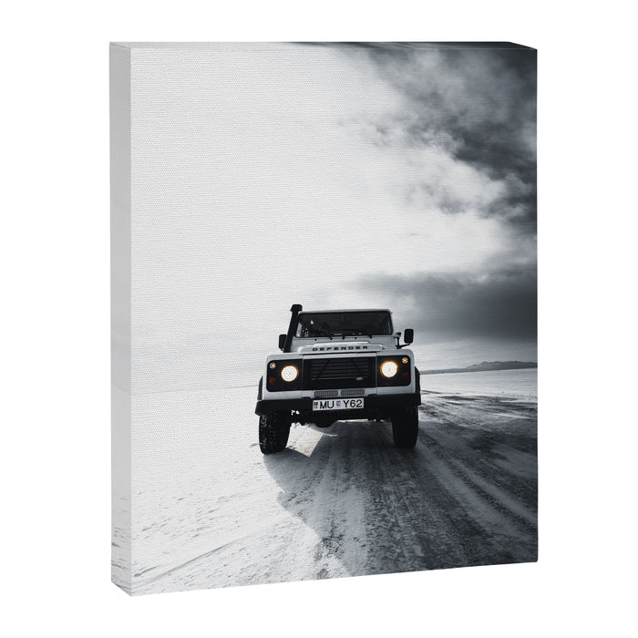 landrover defender in iceland Canvas Print Gallery Image 1
